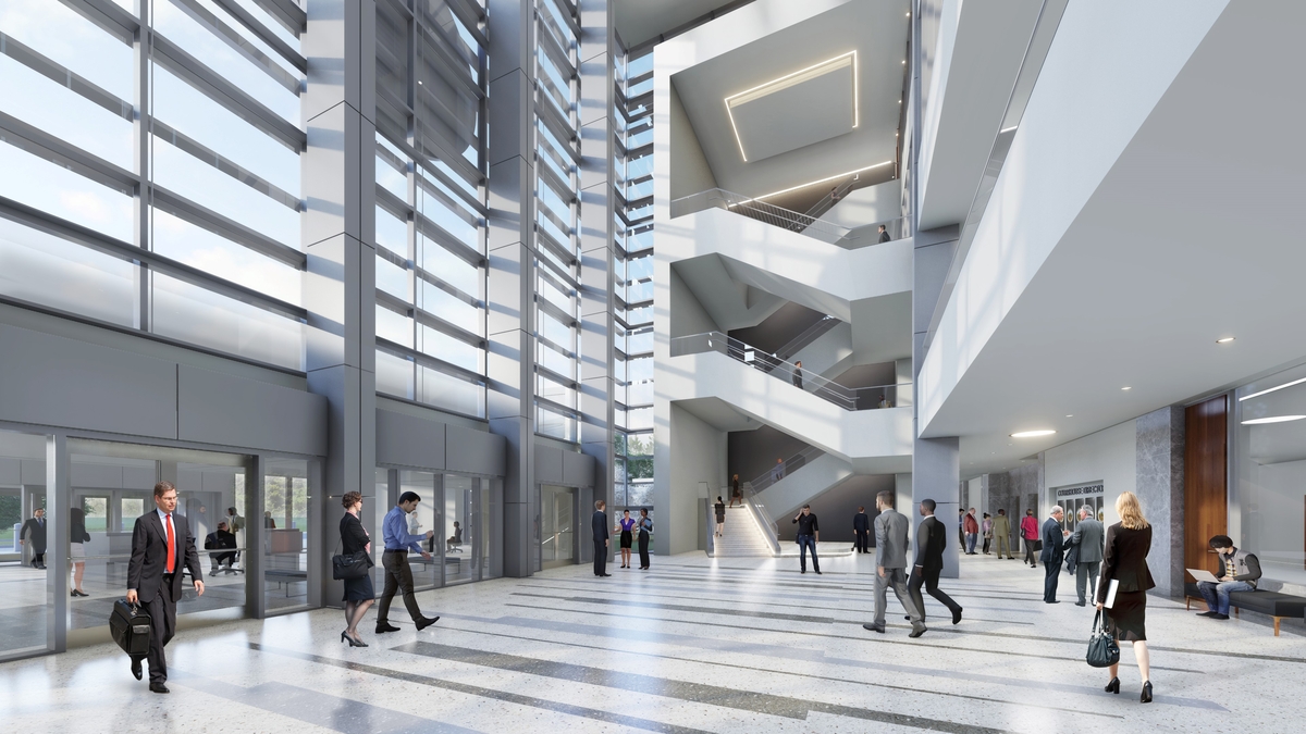 Rendering of new courthouse lobby