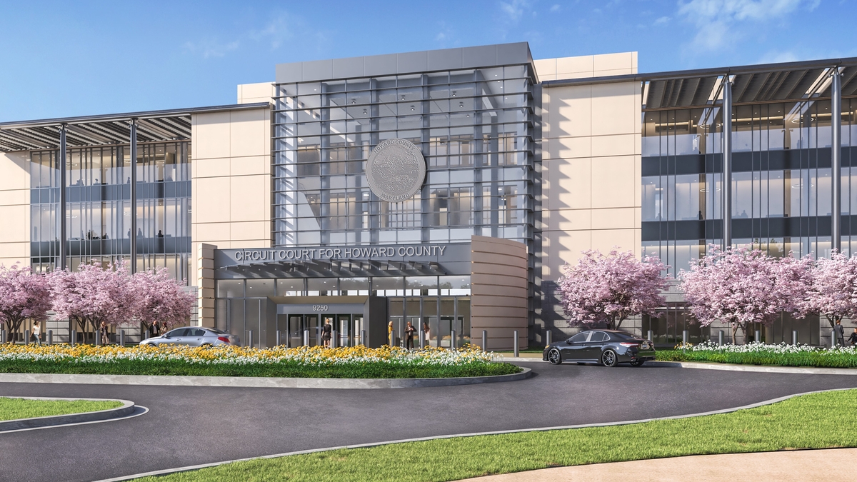 Rendering of new courthouse front view
