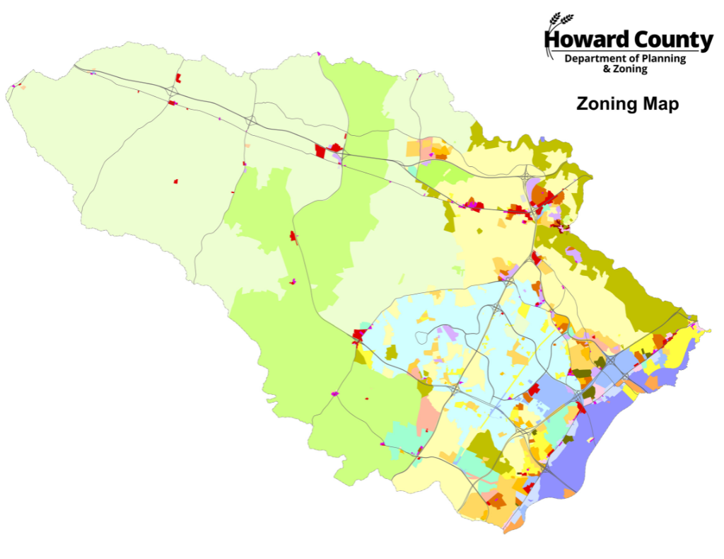 Howard County's zoning map