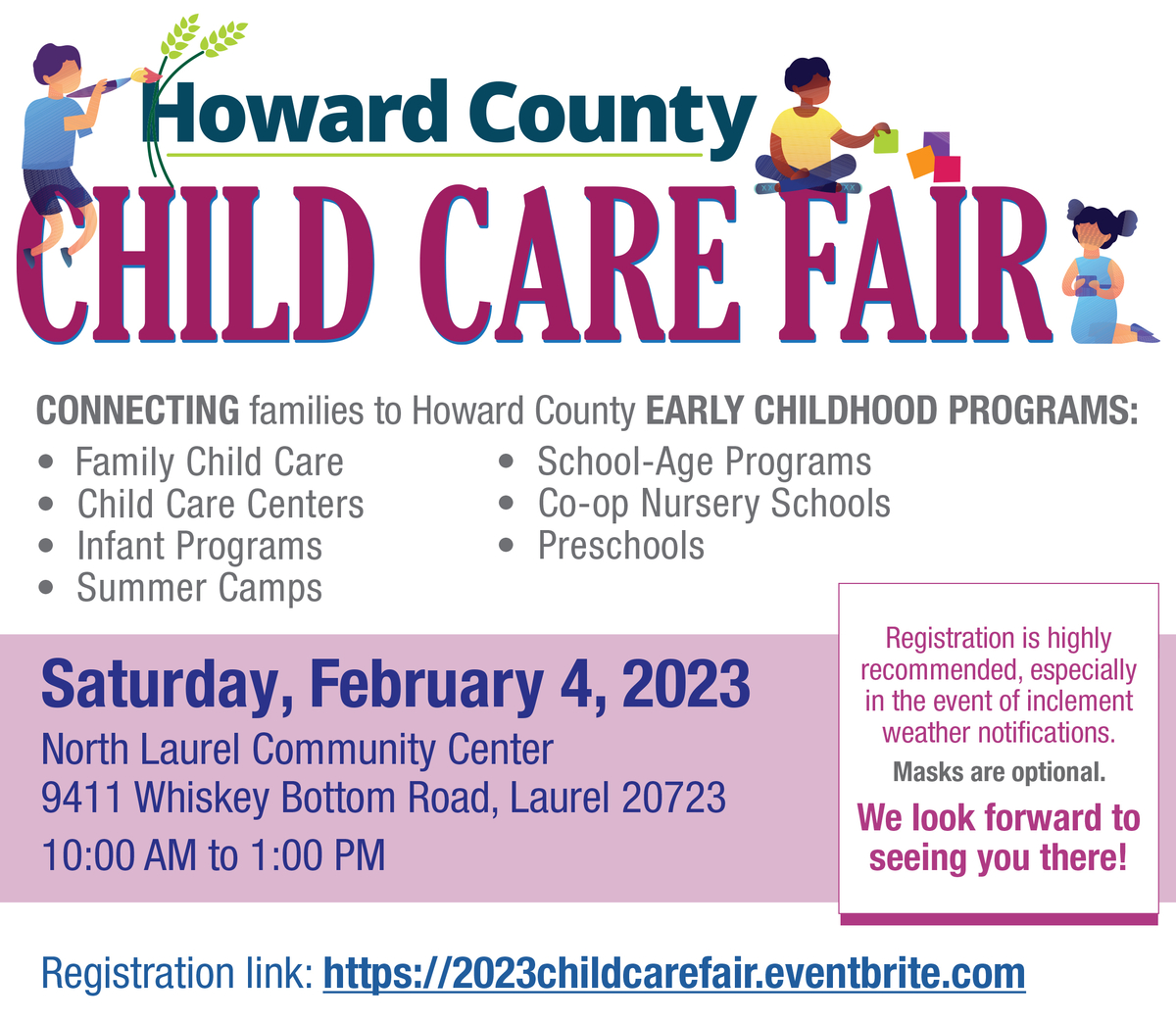 Howard County Child Care Fair 2023 flier