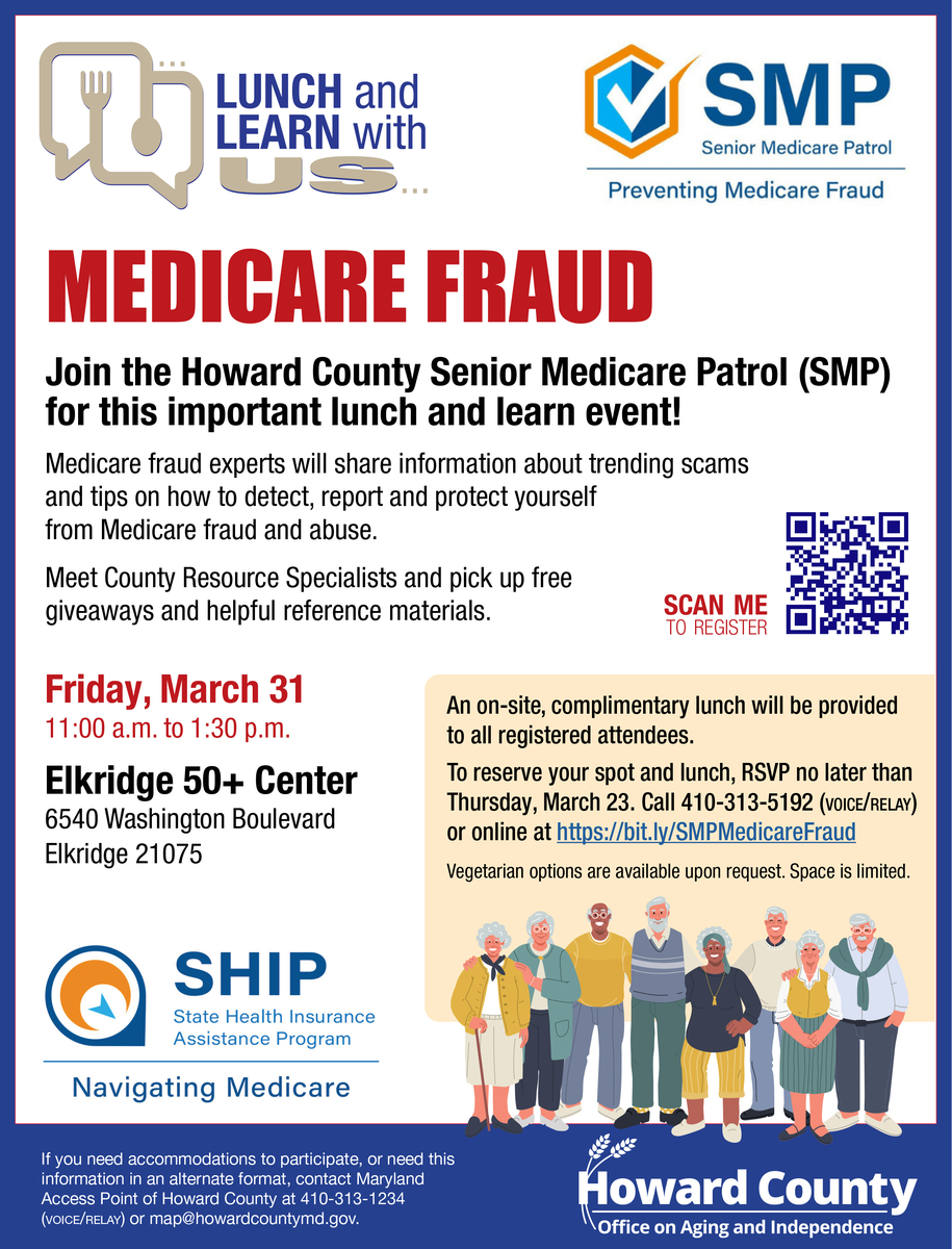 Senior Medicare Patrol Lunch and Learn Flier about Medicare fraud