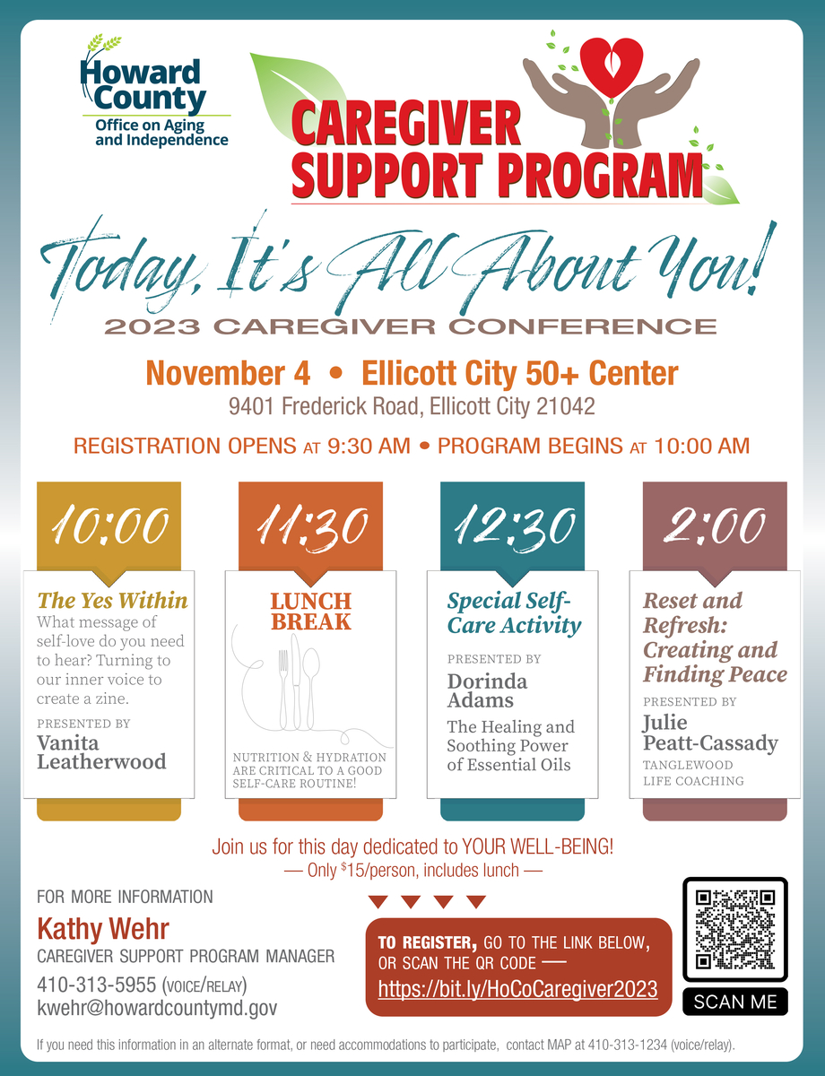 Caregiver Support Program flier for the It's all about you caregiver conference on November 4. 