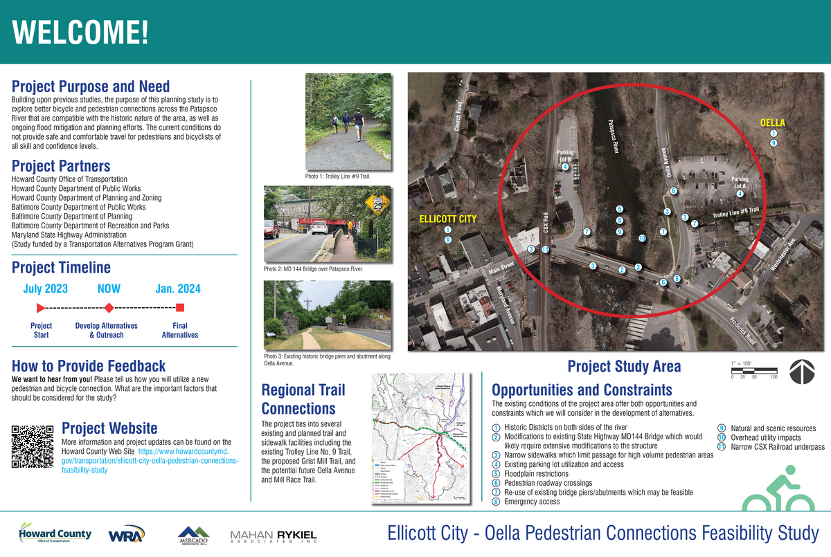 Ellicott City-Oella Study Pop-up Event Welcome/Overview Board