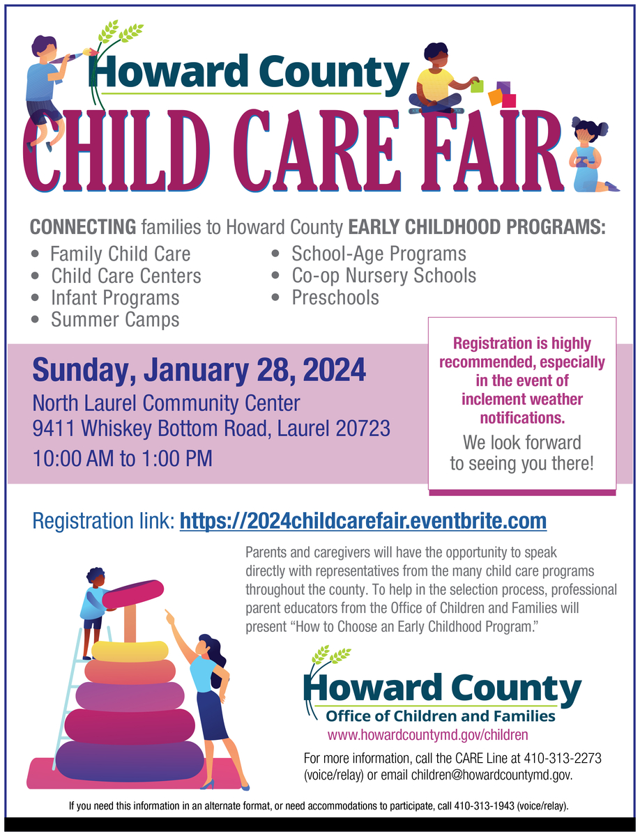 2024 Howard County Child Care flier