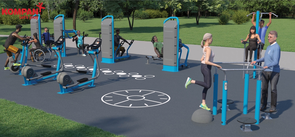 Graphical image of Centennial Park North Age-Friendly Fitness Lot with people