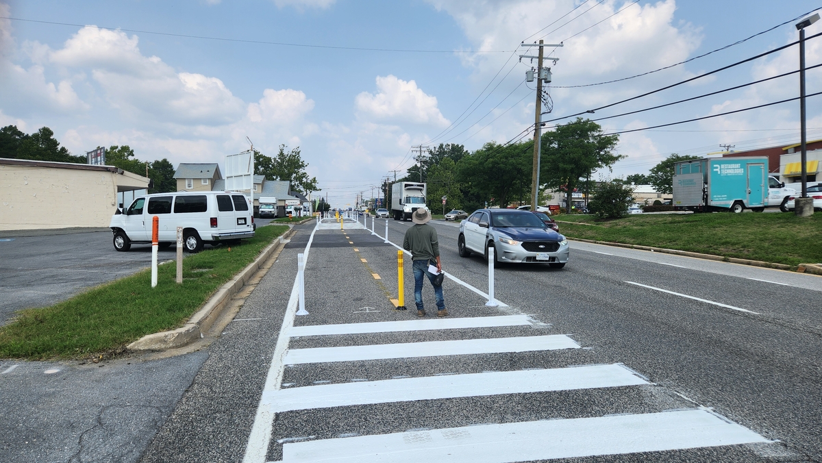 Complete Streets Leadership Academies - US 1 Quick-Build Demonstration Project Man waiting