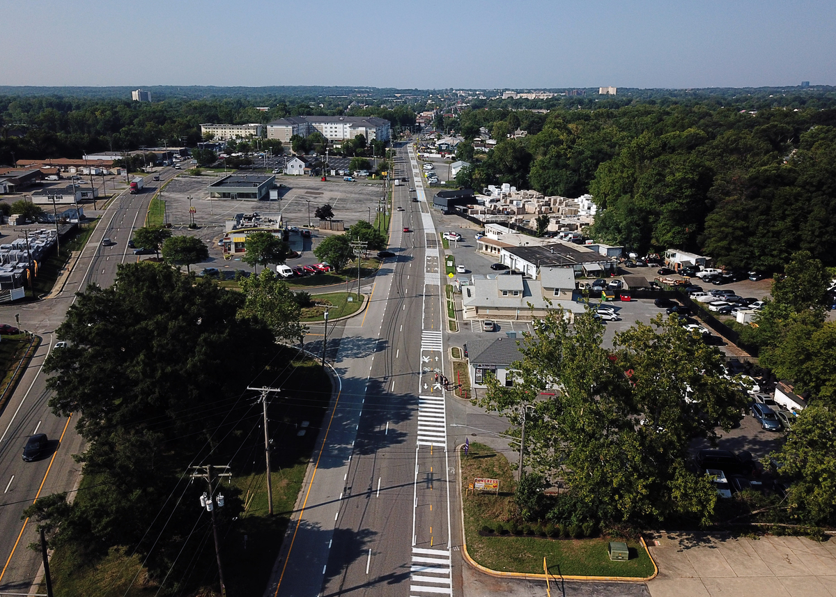 Complete Streets Leadership Academies - US 1 Quick-Build Demonstration Project Aerial Photograph