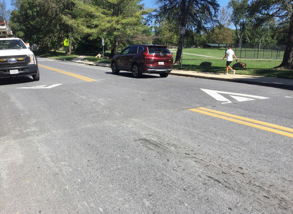 Photo of speed humps on a residential street