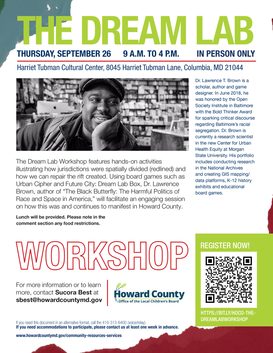 The Dream Lab Workshop will be presented September 26 at the Harriet Tubman Cultural Center. 