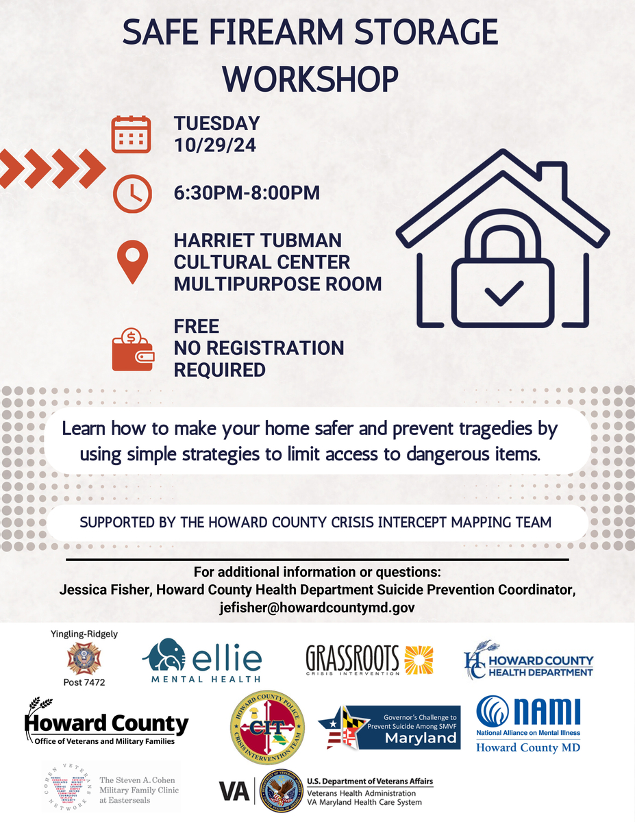 Safe Firearm Storage Workshop on October 29 at the Harriet Tubman Cultural Center