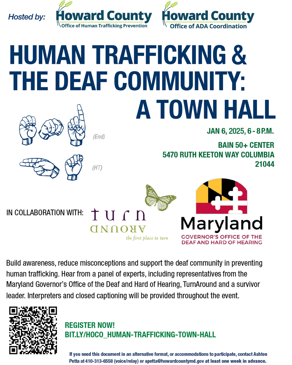 Human Trafficking & the Deaf Community Town Hall Flier