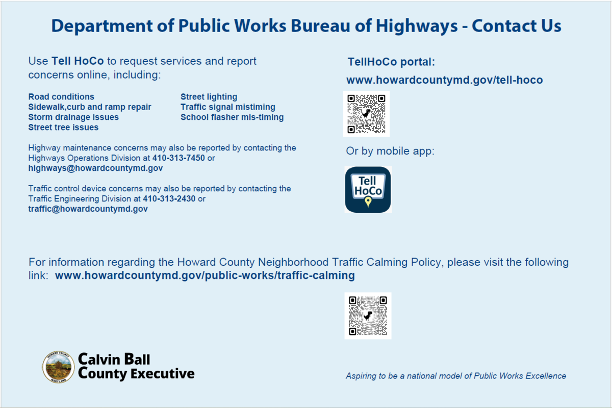 2025 TOH Board - DPW Bureau of Highways Contact US