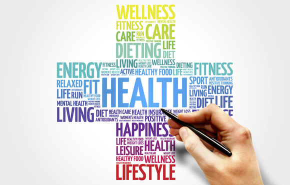 Health word cloud in cross shape