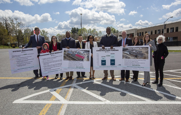 Image of officials in front of Hammond High new addition