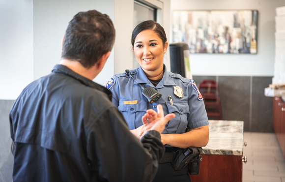 Officer speaking to a citizen