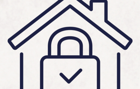 Safe Firearm storage graphic of a padlock within a house outline