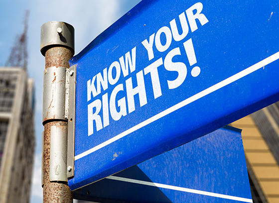 Street sign with the words Know your rights!
