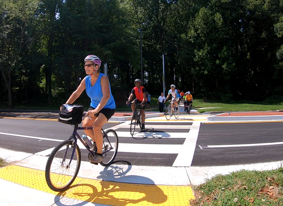 Bicyclists using crosswalk