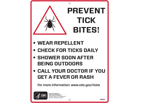 Prevent tick bites sign