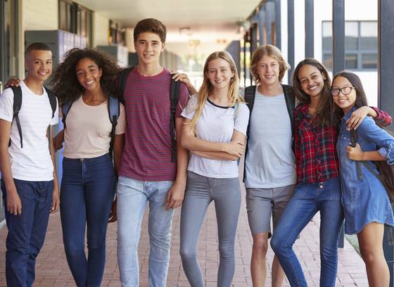 Group of diverse teens