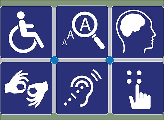 Collage of disability services graphics