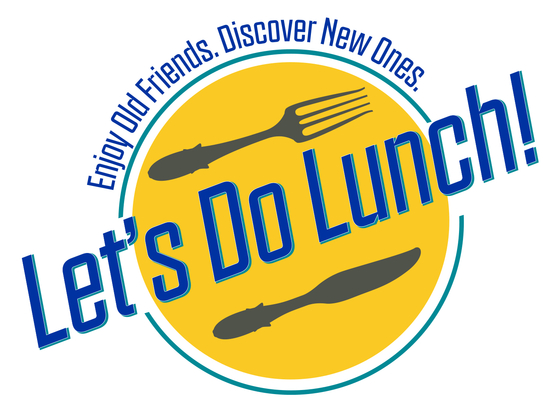 Let's Do Lunch logo with a knife and form inside a yellow circle