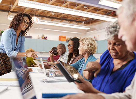 Digital quity image of older adults using laptops