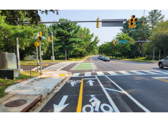 Photo of Oakland Mills cycle track, cropped for website use