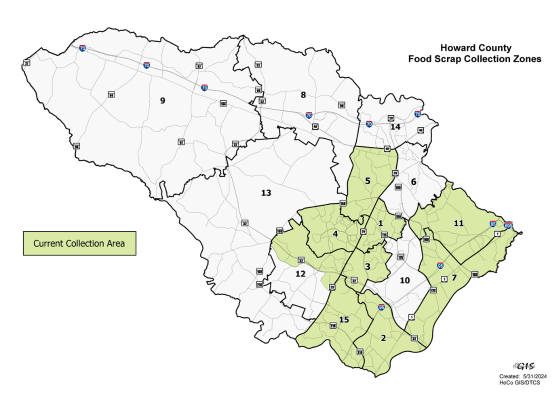 howard county food scrap collection map
