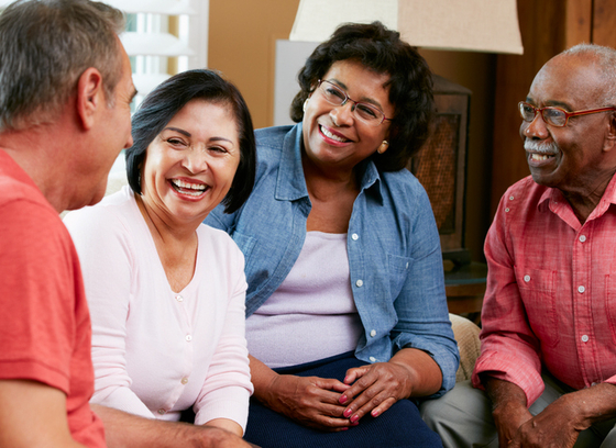 Older adults talking together 