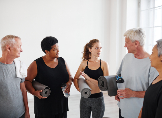 Group of older adults after fitness class 