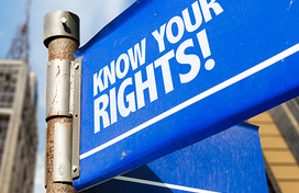 Street sign with the words Know your rights!