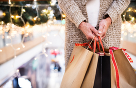 Shopping bags with holiday lights