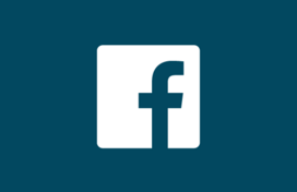 A blue and white icon with the Facebook logo