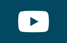 A blue and white icon with the YouTube logo