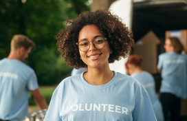 Portrait of a Happy Helpful Black Female Volunteer