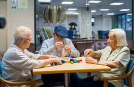 Older adults playing puzzle games 