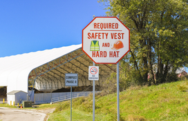 alpha ridge landfill hard hat sign