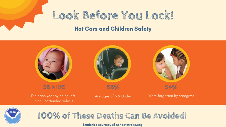 Look Before You Lock hot car infographic