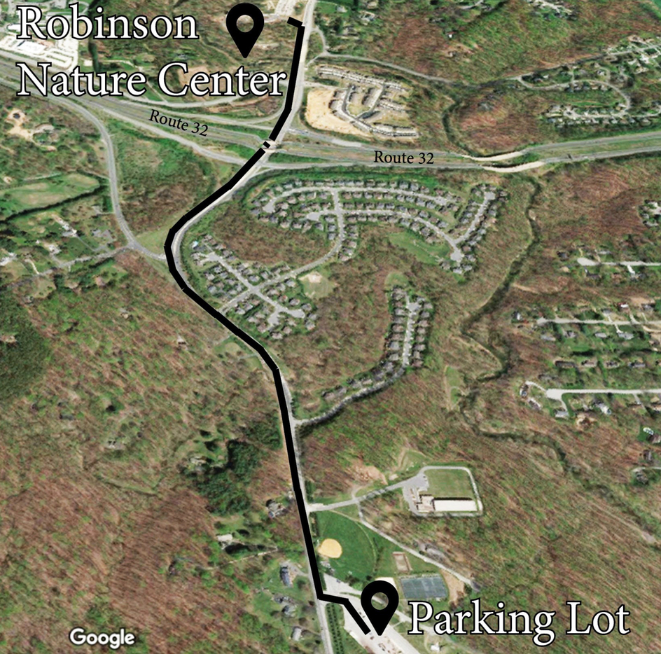 Directions to Robinson Nature Center Off-Site Parking map