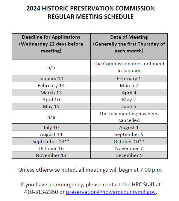 2024 HPC Meeting Schedule