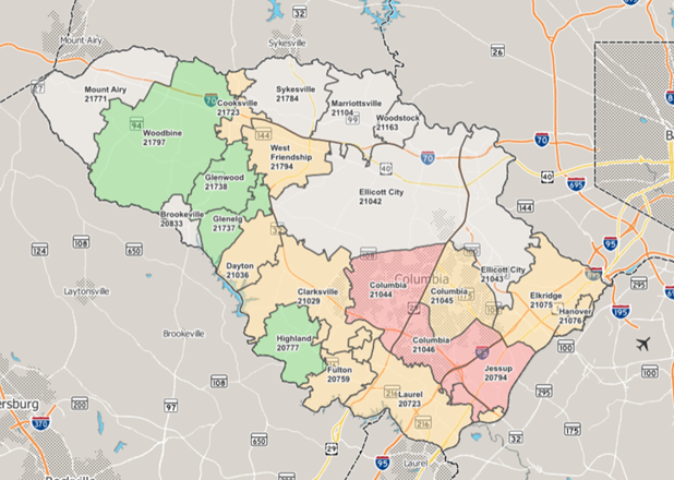 Screenshot of County from overdose risk map website