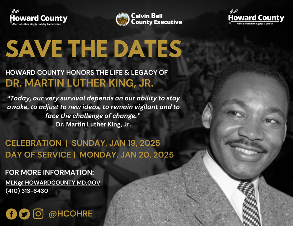 Save the dates for the January 19th,2025, Martin Luther King Jr.  Holiday Celebration and January  20th Day of Service.