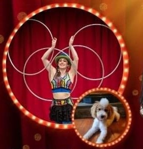 Erin Jeannier hula hoops and dog